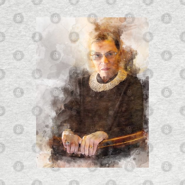 Ruth Bader Ginsburg with Judge Robes Portrait Watercolor by SPJE Illustration Photography